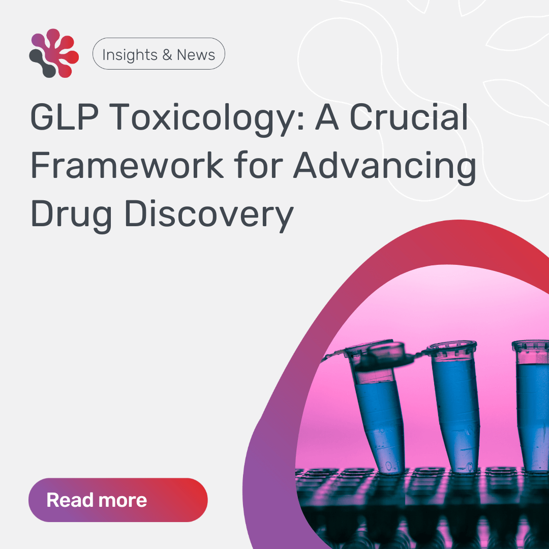 Image of laboratory vials used in GLP Toxicology studies, along with the HistologiX logo and blog title 'GLP Toxicology: A Crucial Framework for Advancing Drug Discovery', illustrating the process of drug development.